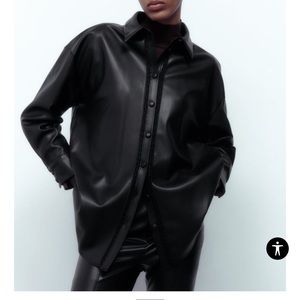 NWT Zara faux leather over shirt with lace inserts S